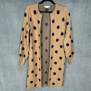 Boden Sweater Womens 2 Tan Polka Dot Cardigan Long Preppy Career Neutral Comfort